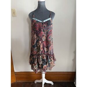 Vintage Y2K‎ 90's Patchwork Paisley Drop Waist Festival Boho Indie Dress